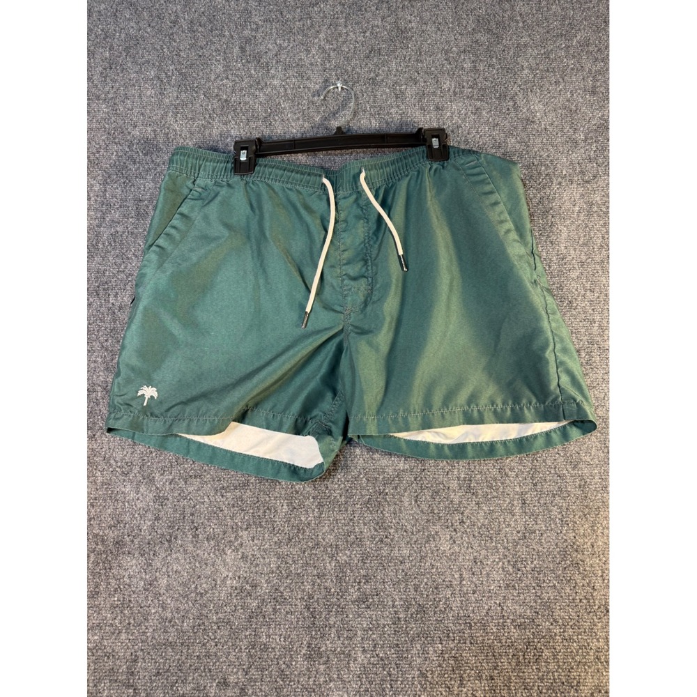 OAS Mens Swim Shorts XL Dark Green Fast Drying Mesh Lined Palm Tree Trunk